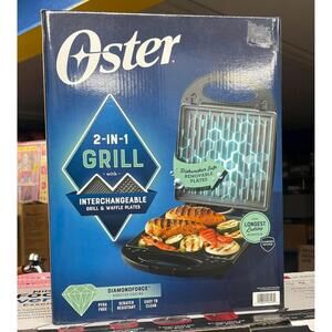 Oster DiamondForce 2-in-1 Grill with Interchangeable Grill & Waffle Plates
